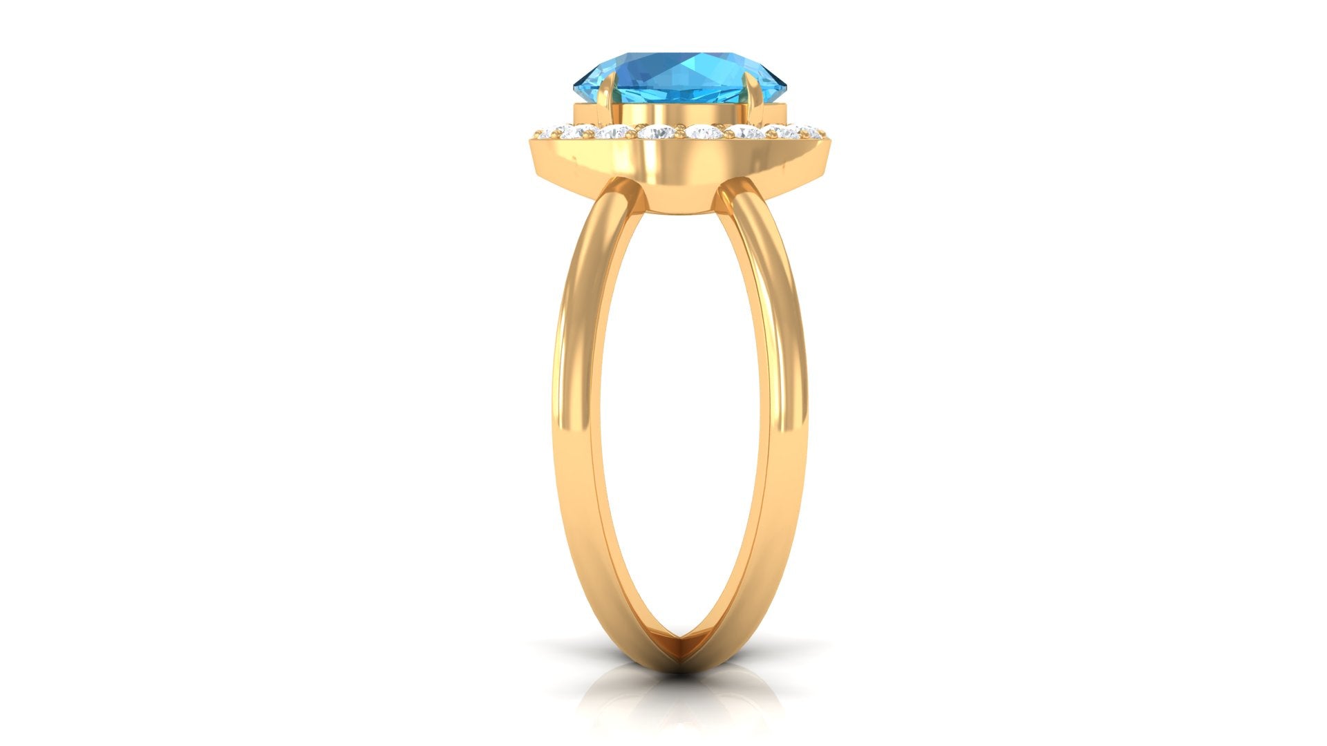 2.50 CT Swiss Blue Topaz Solitaire and Diamond Split Shank Ring Swiss Blue Topaz - ( AAA ) - Quality - Rosec Jewels