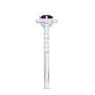 0.75 CT Rhodolite and Diamond Halo Engagement Ring Rhodolite - ( AAA ) - Quality - Rosec Jewels