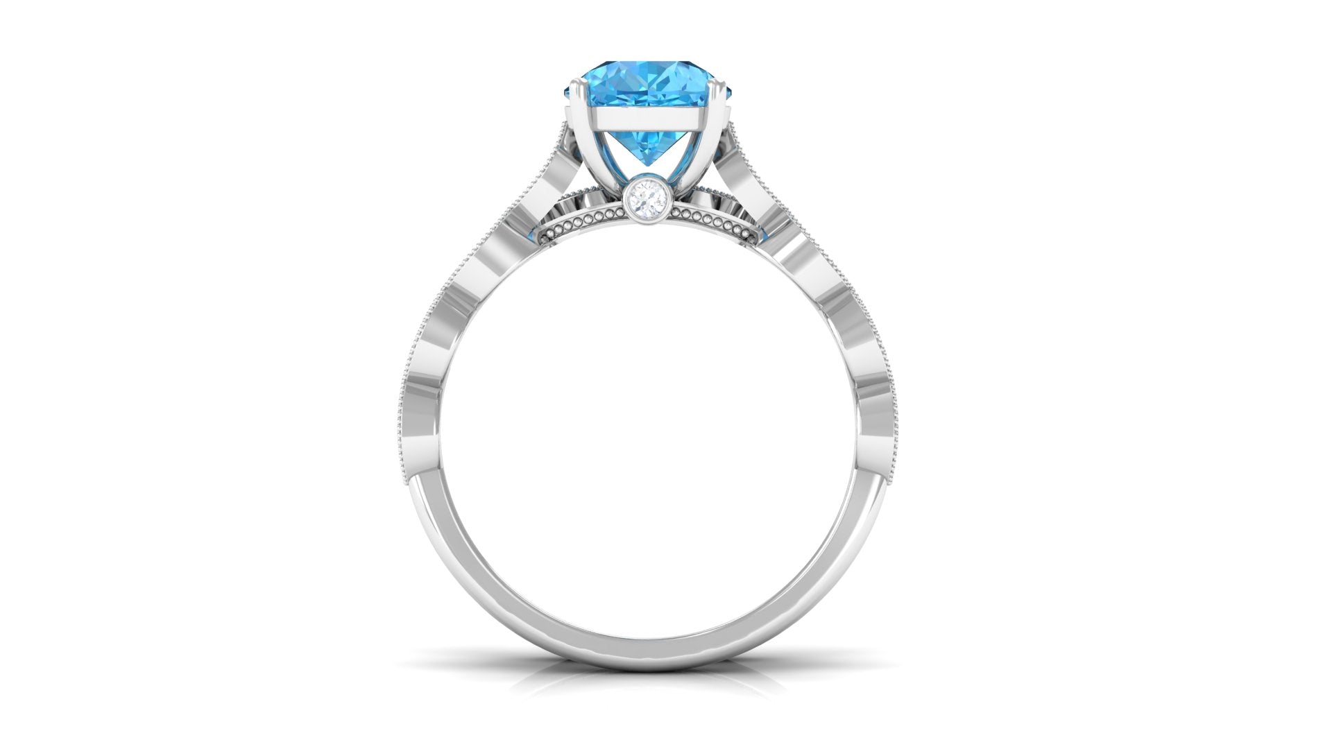 1.50 CT Swiss Blue Topaz and Moissanite Engagement Ring Set Swiss Blue Topaz - ( AAA ) - Quality - Rosec Jewels