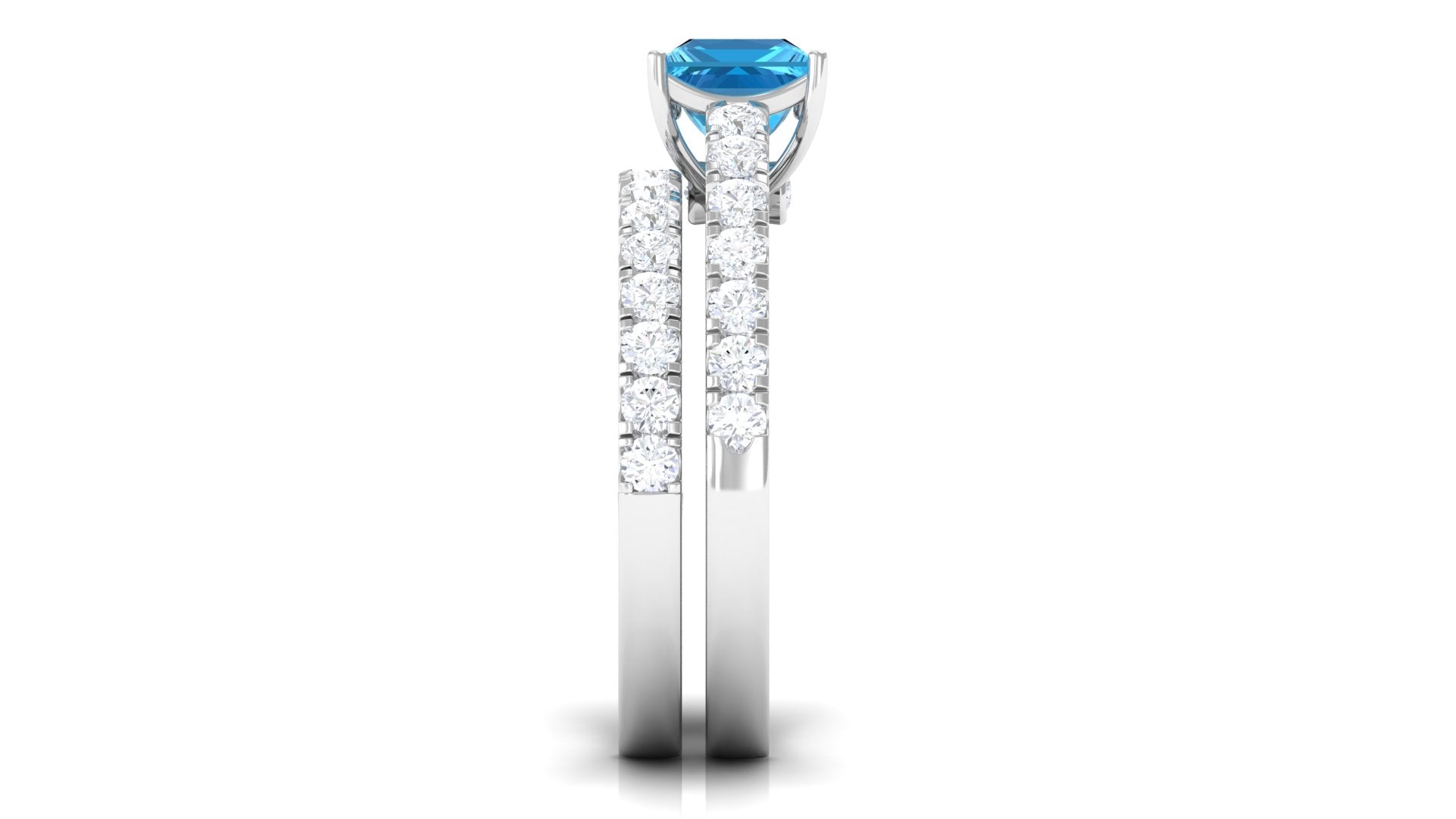 2.5 CT Ring Set with Swiss Blue Topaz and Moissanite Eternity Band Swiss Blue Topaz - ( AAA ) - Quality - Rosec Jewels