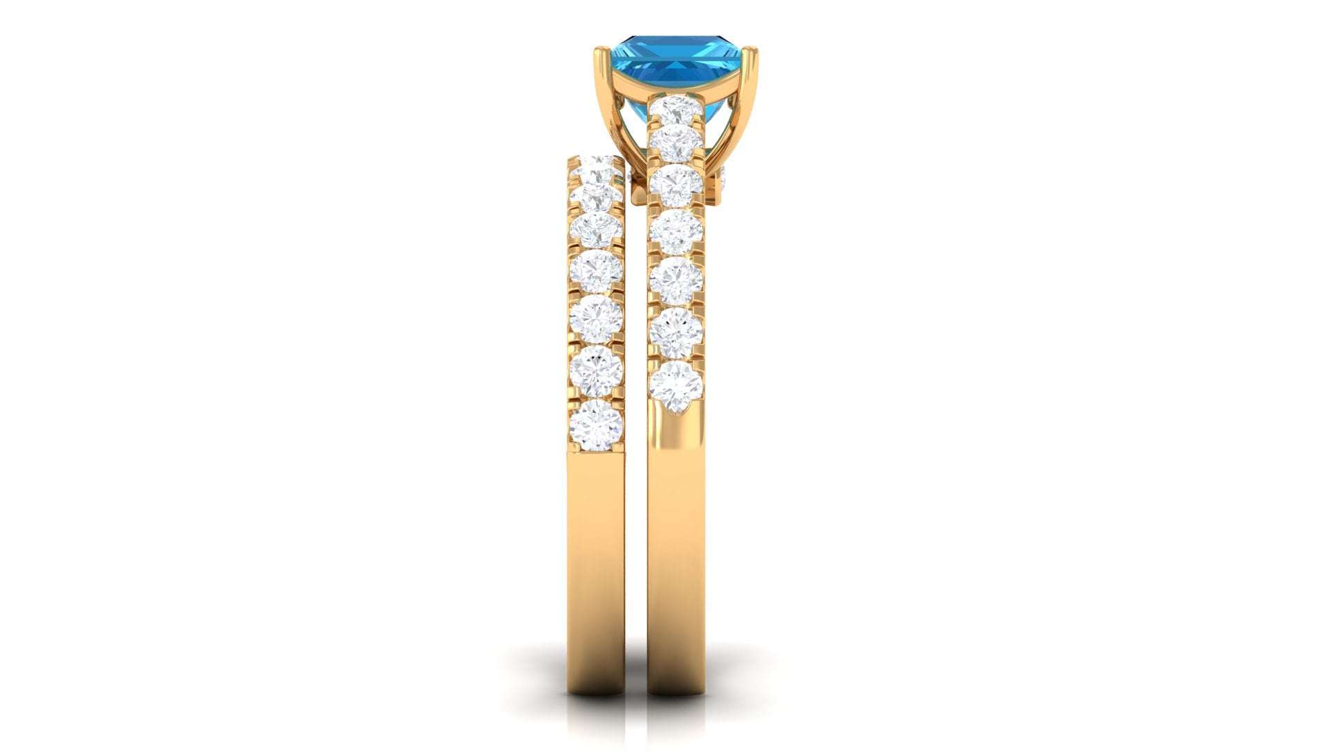 2.5 CT Ring Set with Swiss Blue Topaz and Moissanite Eternity Band Swiss Blue Topaz - ( AAA ) - Quality - Rosec Jewels