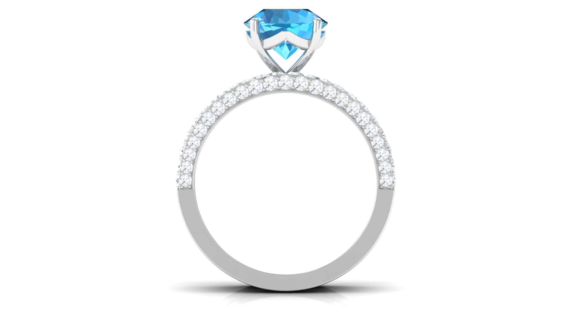 Swiss Blue Topaz and Moissanite Wedding Ring Set Swiss Blue Topaz - ( AAA ) - Quality - Rosec Jewels