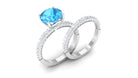 Swiss Blue Topaz and Moissanite Wedding Ring Set Swiss Blue Topaz - ( AAA ) - Quality - Rosec Jewels