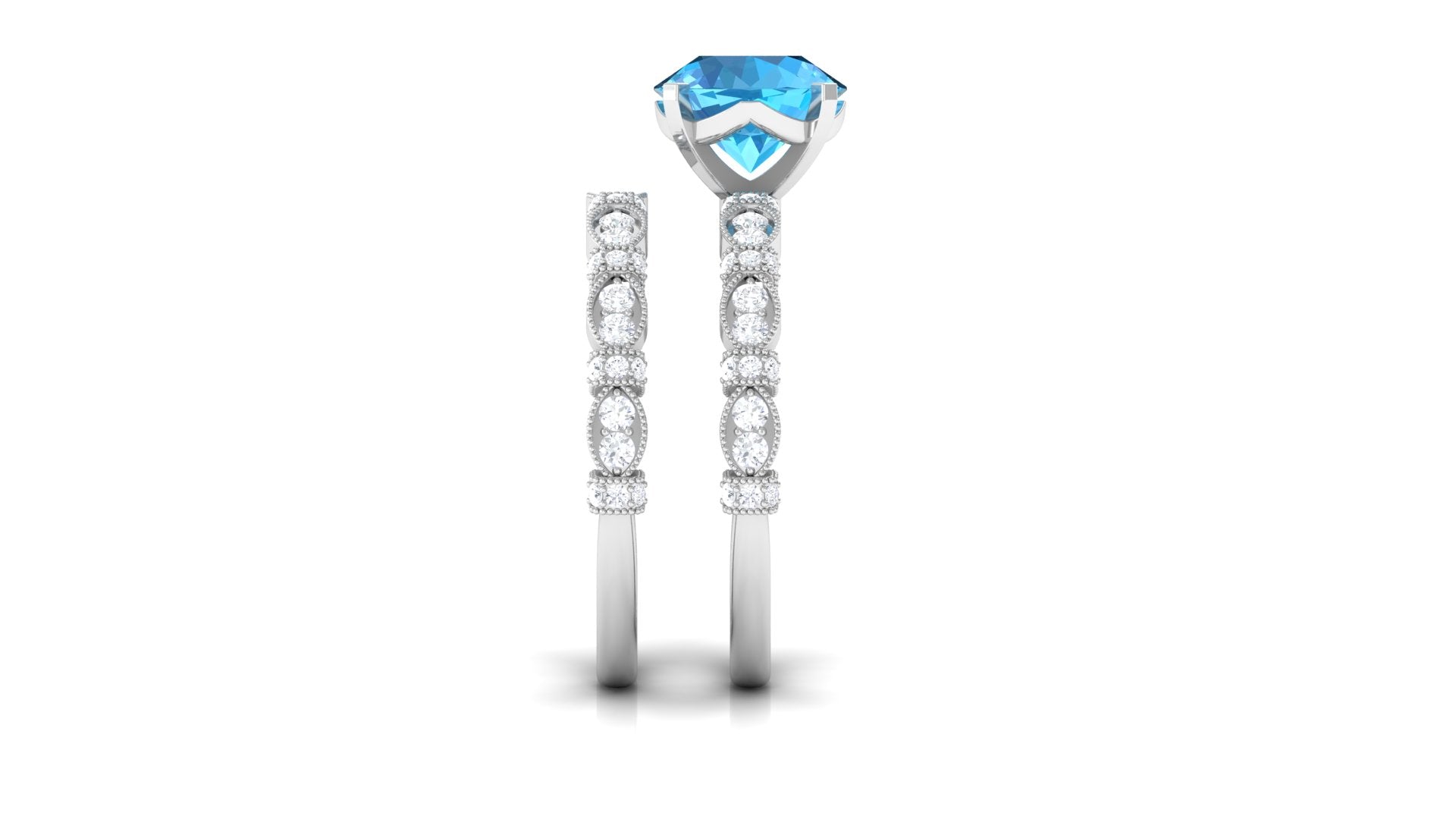 Wedding and Engagement Ring Set with Swiss Blue Topaz and Moissanite Swiss Blue Topaz - ( AAA ) - Quality - Rosec Jewels