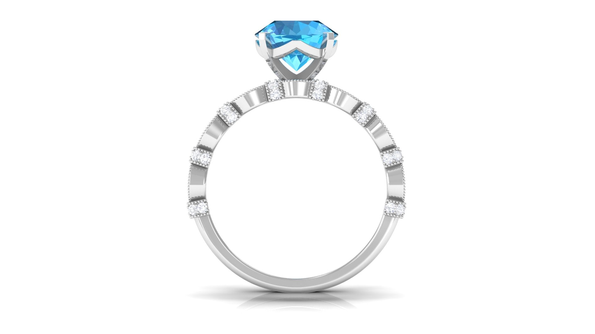 Wedding and Engagement Ring Set with Swiss Blue Topaz and Moissanite Swiss Blue Topaz - ( AAA ) - Quality - Rosec Jewels