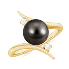 Tahitian Black Pearl Bypass Engagement Ring with Diamond Tahitian pearl - ( AAA ) - Quality - Rosec Jewels