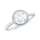 Round Shape Moissanite Solitaire Engagement Ring in Bezel Setting Moissanite - ( D-VS1 ) - Color and Clarity - Rosec Jewels