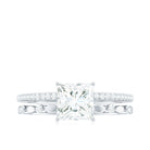 Princess Cut Moissanite Solitaire Engagement Ring in Gold Moissanite - ( D-VS1 ) - Color and Clarity - Rosec Jewels