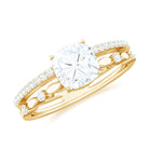 Cushion Cut Moissanite Solitaire Engagement Ring in Gold Moissanite - ( D-VS1 ) - Color and Clarity - Rosec Jewels