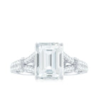 Octagon Cut Moissanite Solitaire Engagement Ring in Split Shank Moissanite - ( D-VS1 ) - Color and Clarity - Rosec Jewels