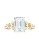 Octagon Cut Moissanite Solitaire Engagement Ring in Split Shank Moissanite - ( D-VS1 ) - Color and Clarity - Rosec Jewels