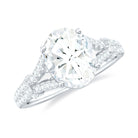 Oval Cut Moissanite Solitaire Engagement Ring in Split Shank Moissanite - ( D-VS1 ) - Color and Clarity - Rosec Jewels