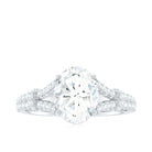 Oval Cut Moissanite Solitaire Engagement Ring in Split Shank Moissanite - ( D-VS1 ) - Color and Clarity - Rosec Jewels