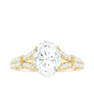 Oval Cut Moissanite Solitaire Engagement Ring in Split Shank Moissanite - ( D-VS1 ) - Color and Clarity - Rosec Jewels