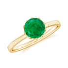 3/4 CT Solitaire Emerald Ring in Lotus Basket Setting Emerald - ( AAA ) - Quality - Rosec Jewels