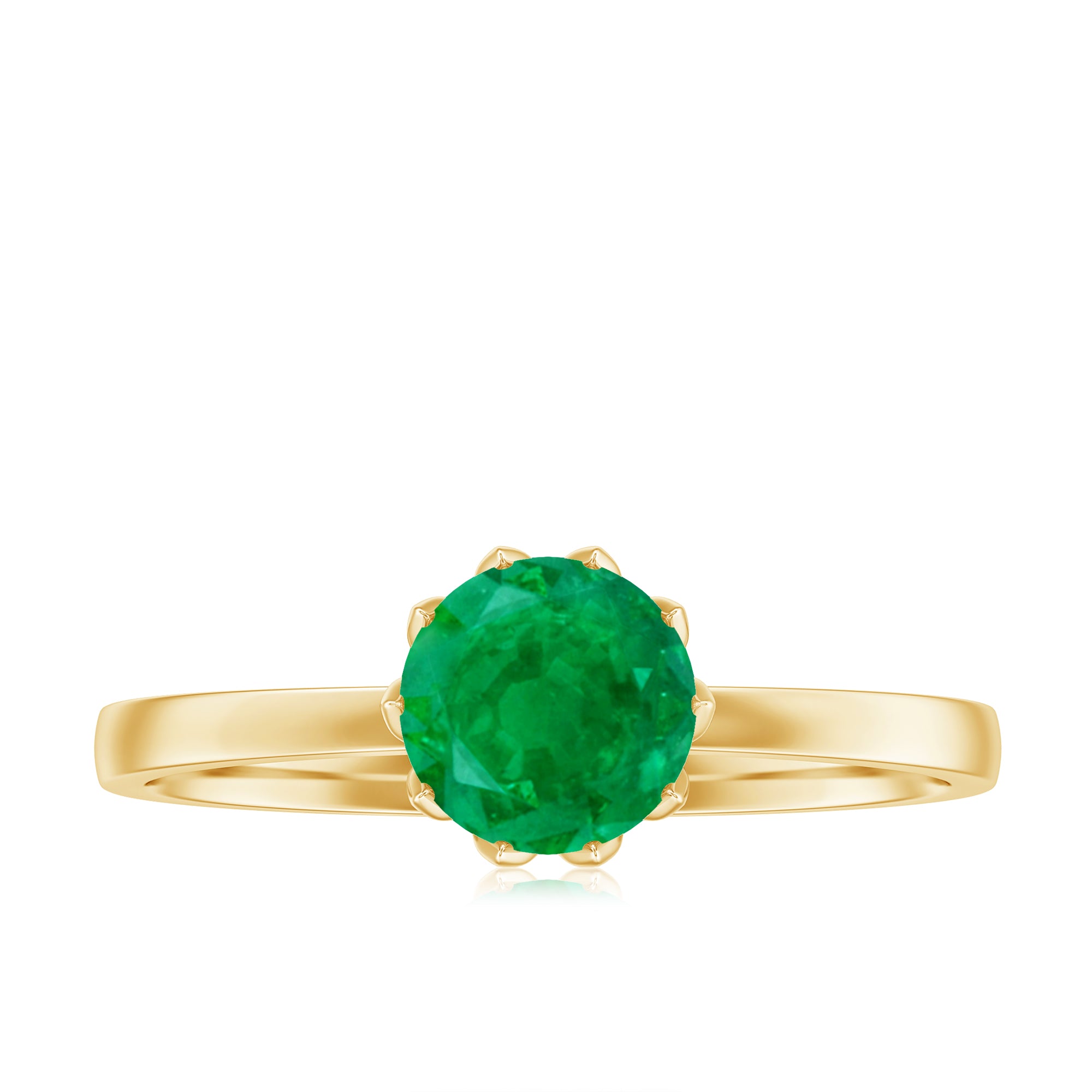 3/4 CT Solitaire Emerald Ring in Lotus Basket Setting Emerald - ( AAA ) - Quality - Rosec Jewels