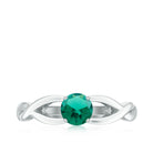 Certified Lab Created Emerald Solitaire Ring with Surprise Diamond Lab Created Emerald - ( AAAA ) - Quality - Rosec Jewels