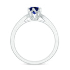 Created Blue Sapphire Solitaire Ring in Decorative Set with Diamond Lab Created Blue Sapphire - ( AAAA ) - Quality - Rosec Jewels