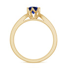 Created Blue Sapphire Solitaire Ring in Decorative Set with Diamond Lab Created Blue Sapphire - ( AAAA ) - Quality - Rosec Jewels