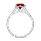 Classic Created Ruby Solitaire Ring with Surprise Diamond Lab Created Ruby - ( AAAA ) - Quality - Rosec Jewels