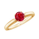 5 MM Round Created Ruby Solitaire Promise Ring Lab Created Ruby - ( AAAA ) - Quality - Rosec Jewels