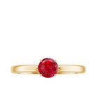 5 MM Round Created Ruby Solitaire Promise Ring Lab Created Ruby - ( AAAA ) - Quality - Rosec Jewels