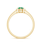 Round Emerald Promise Ring with Diamond Halo Emerald - ( AAA ) - Quality - Rosec Jewels