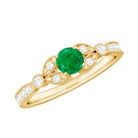 1/2 CT Vintage Inspired Emerald and Diamond Engagement Ring with Milgrain Details Emerald - ( AAA ) - Quality - Rosec Jewels