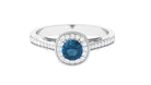 1 CT London Blue Topaz Solitaire with Diamond Vintage Ring London Blue Topaz - ( AAA ) - Quality - Rosec Jewels