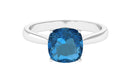 8.5 MM Cushion Cut London Blue Topaz Solitaire with Diamond Ring London Blue Topaz - ( AAA ) - Quality - Rosec Jewels