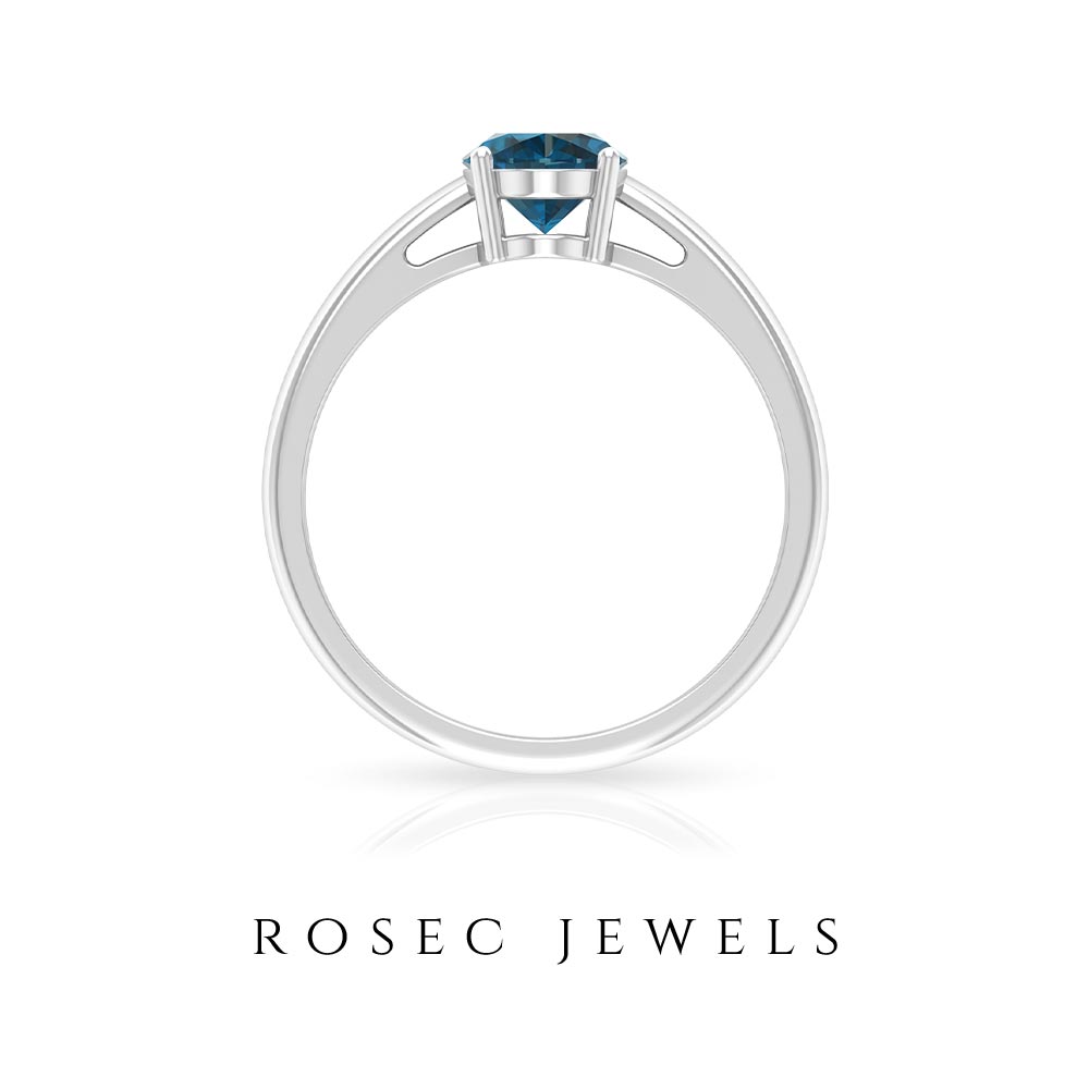 8X6 MM Oval Cut London Blue Topaz Solitaire and Gold Engagement Ring London Blue Topaz - ( AAA ) - Quality - Rosec Jewels