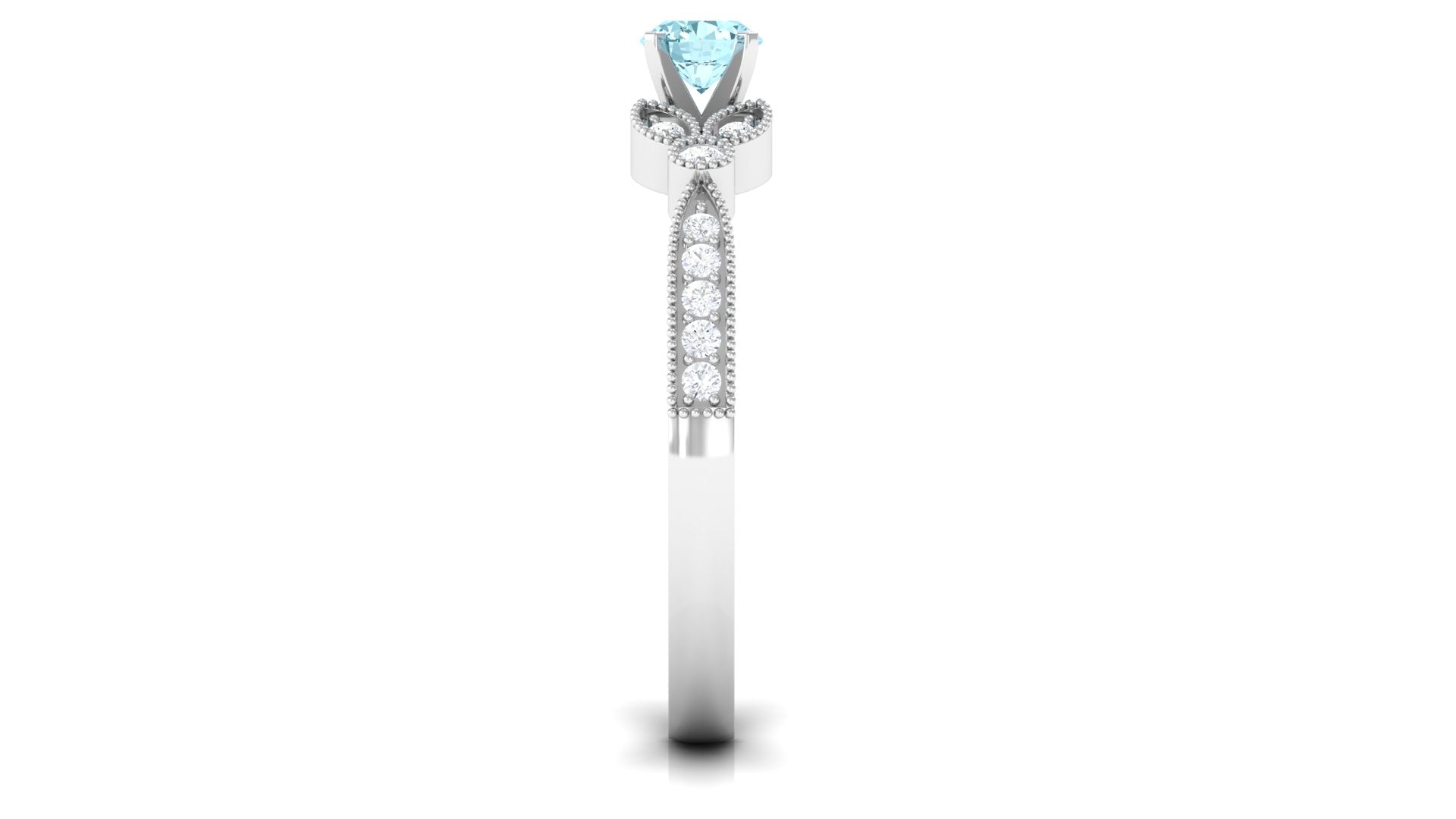 1/2 CT Aquamarine and Diamond Engagement Ring Aquamarine - ( AAA ) - Quality - Rosec Jewels