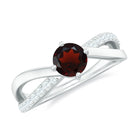 0.50 CT Garnet Solitaire and Diamond Infinity Ring Garnet - ( AAA ) - Quality - Rosec Jewels