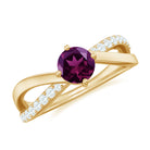 1/2 CT Rhodolite Solitaire and Diamond Infinity Ring Rhodolite - ( AAA ) - Quality - Rosec Jewels