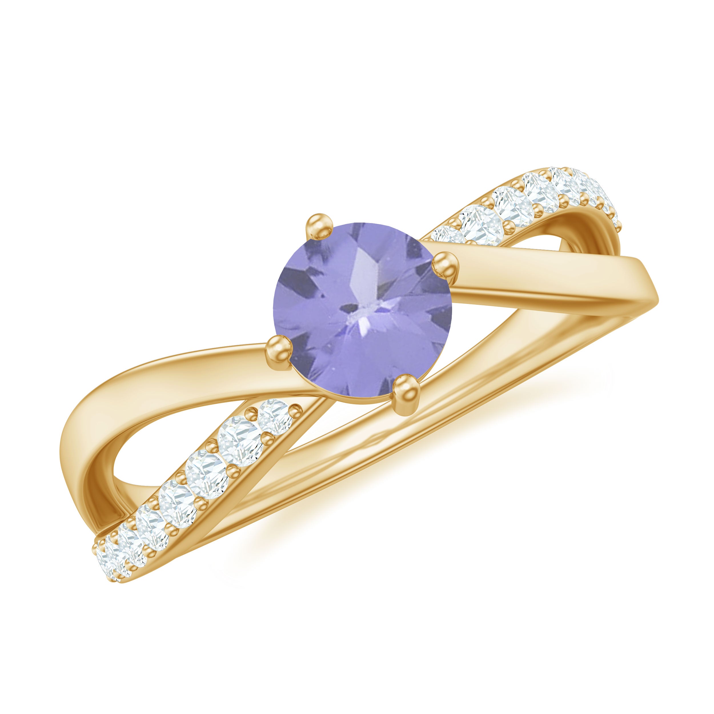 3/4 CT Tanzanite Solitaire and Diamond Infinity Ring Tanzanite - ( AAA ) - Quality - Rosec Jewels