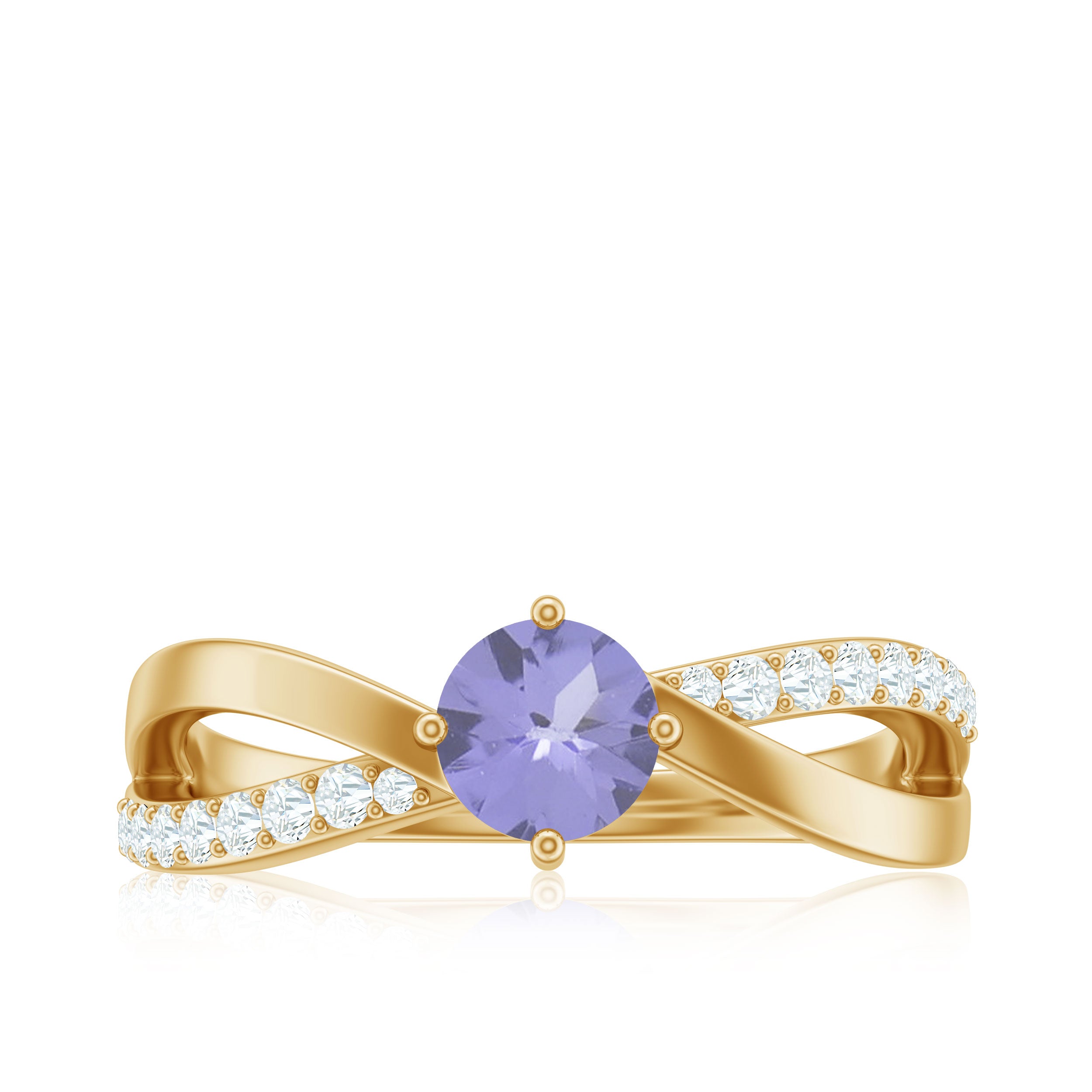 3/4 CT Tanzanite Solitaire and Diamond Infinity Ring Tanzanite - ( AAA ) - Quality - Rosec Jewels