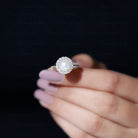 Simple Freshwater Pearl Ring with Diamond Halo Freshwater Pearl - ( AAA ) - Quality - Rosec Jewels