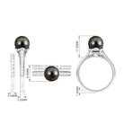 Elegant Wedding Ring Set with 9.75 CT Tahitian Pearl and Moissanite Tahitian pearl - ( AAA ) - Quality - Rosec Jewels