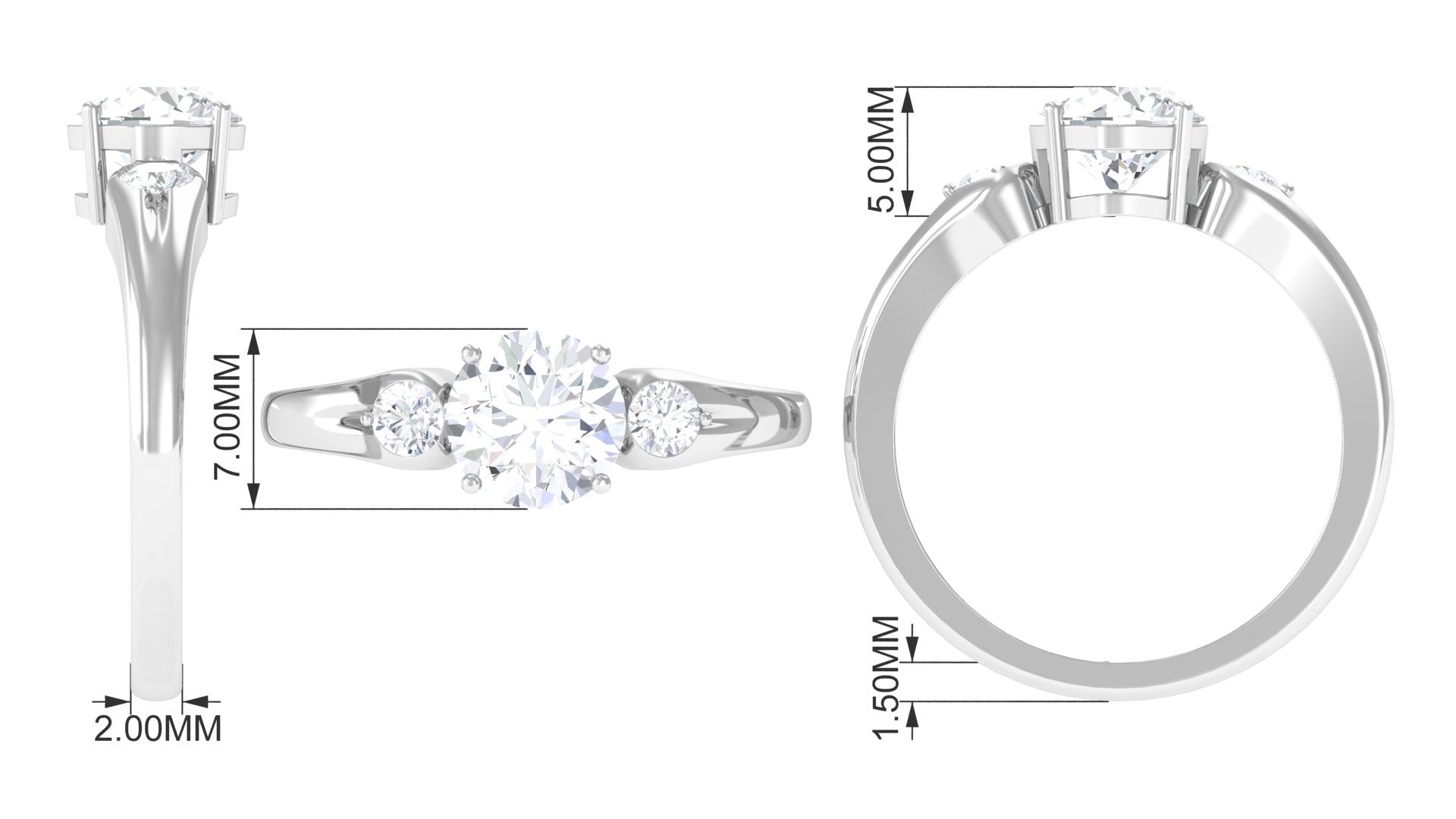 Minimal Moissanite Solitaire Engagement Ring Moissanite - ( D-VS1 ) - Color and Clarity - Rosec Jewels