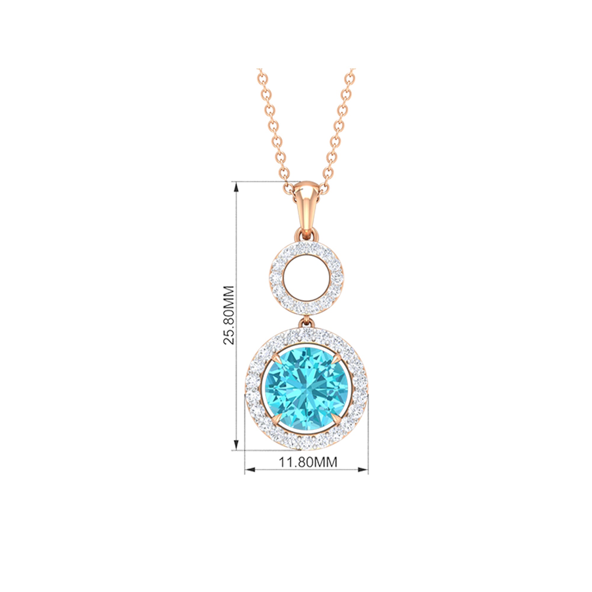 2.50 CT Swiss Blue Topaz Dangle Necklace with Diamond Halo Swiss Blue Topaz - ( AAA ) - Quality - Rosec Jewels