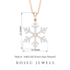 Genuine Diamond Beautiful Snowflake Pendant in Gold Diamond - ( HI-SI ) - Color and Clarity - Rosec Jewels